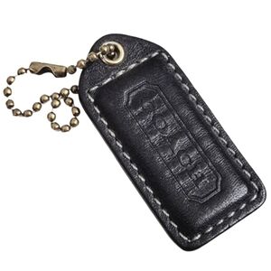 🖤 Vintage Y2K 2" Coach Black Matte Leather Hangtag Bag Fob Purse Charm Keychain